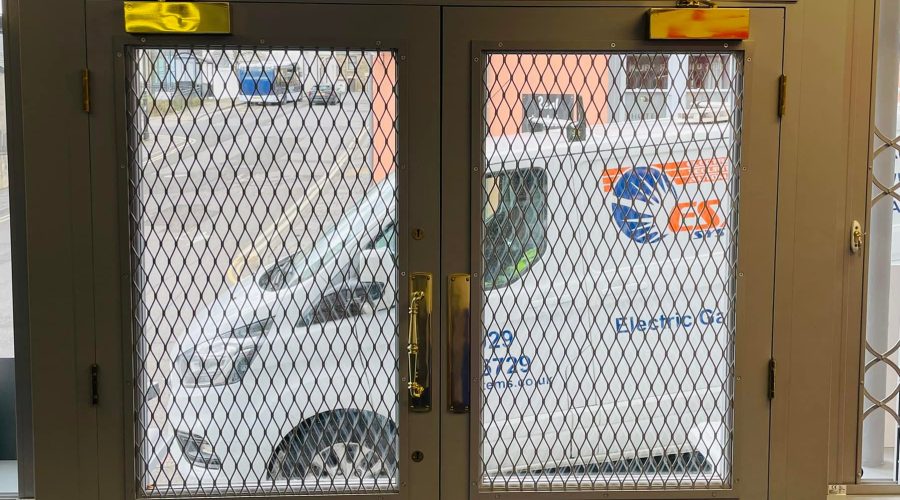 Door With Metal Grid